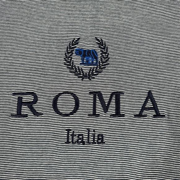 Vintage Sublima ROMA Italia Tee (L) Made in Italy Embroider Stripe Euro Tourist - Picture 3 of 10